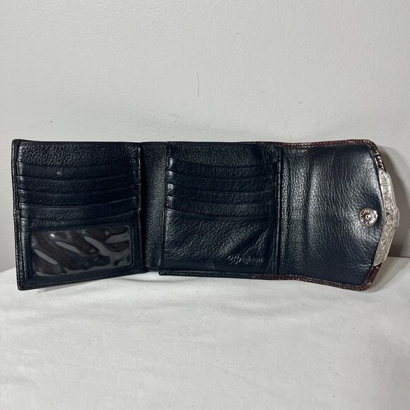 Brighton Wallet VTG Card Keeper Coin Purse Combo Brown Black Leather Crogo Small - Picture 6 of 8